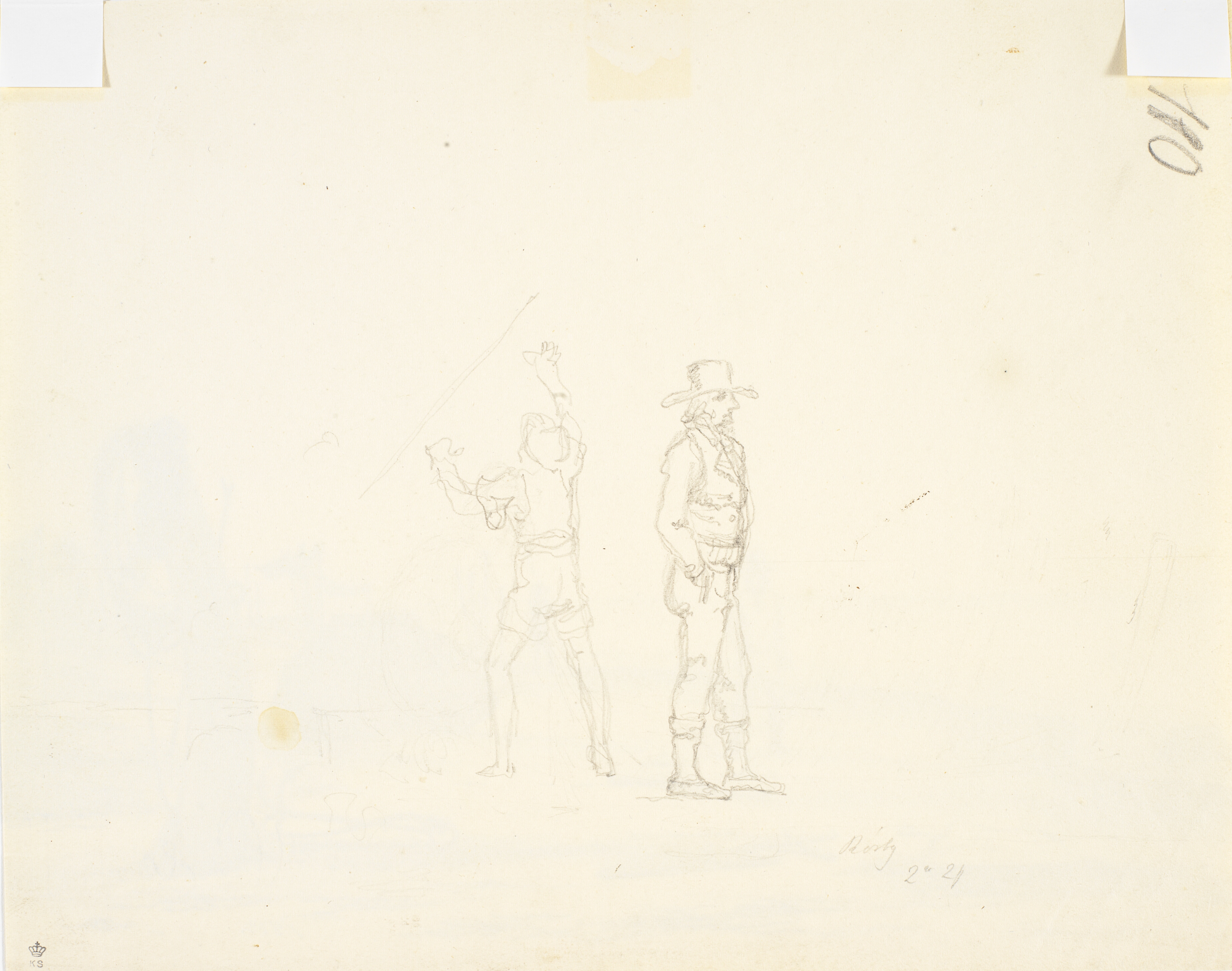 Blyantsrids af to fiskere